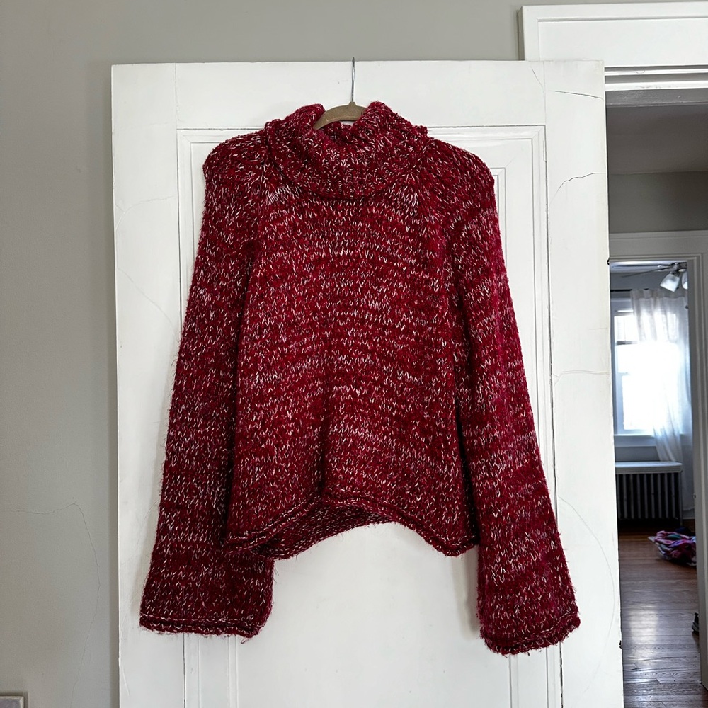Urban Outfitters Red Knit Overnight Sweater
